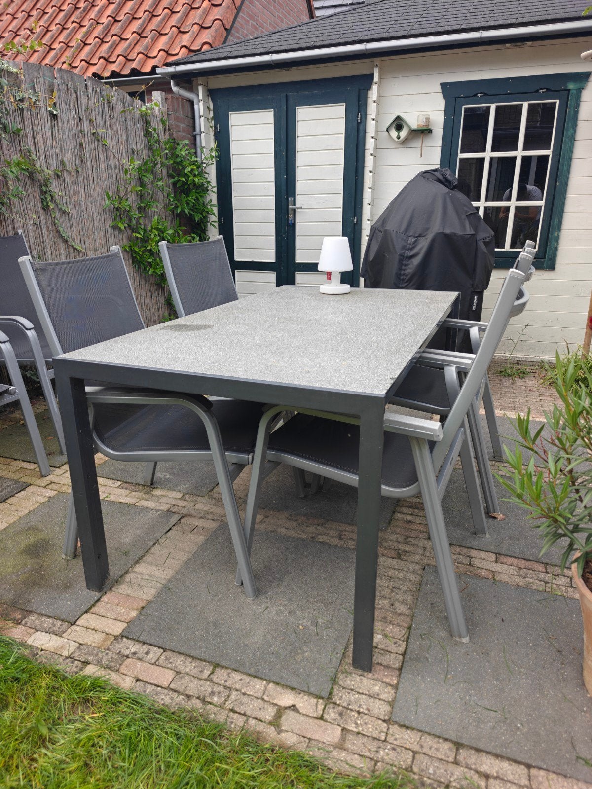 Buiten eettafel met 6 Kettler tuinstoelen, Tuin en Terras, Ophalen of Verzenden, Gebruikt, Eettafel