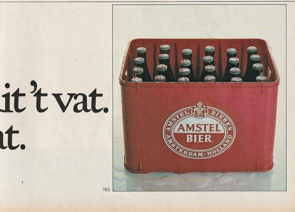 Retro reclame 1985 Amstel bier vers uit het krat, Verzenden, Overige typen