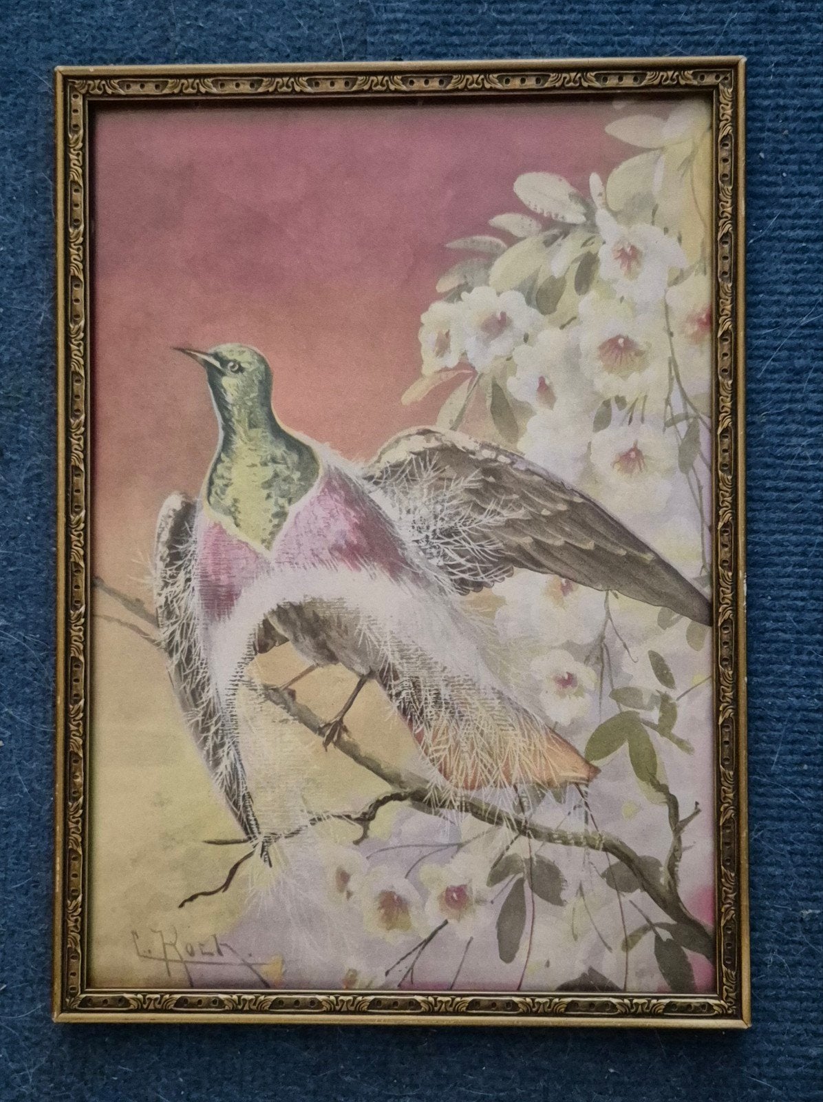 Vintage prent in lijst, Antiek en Kunst, Ophalen