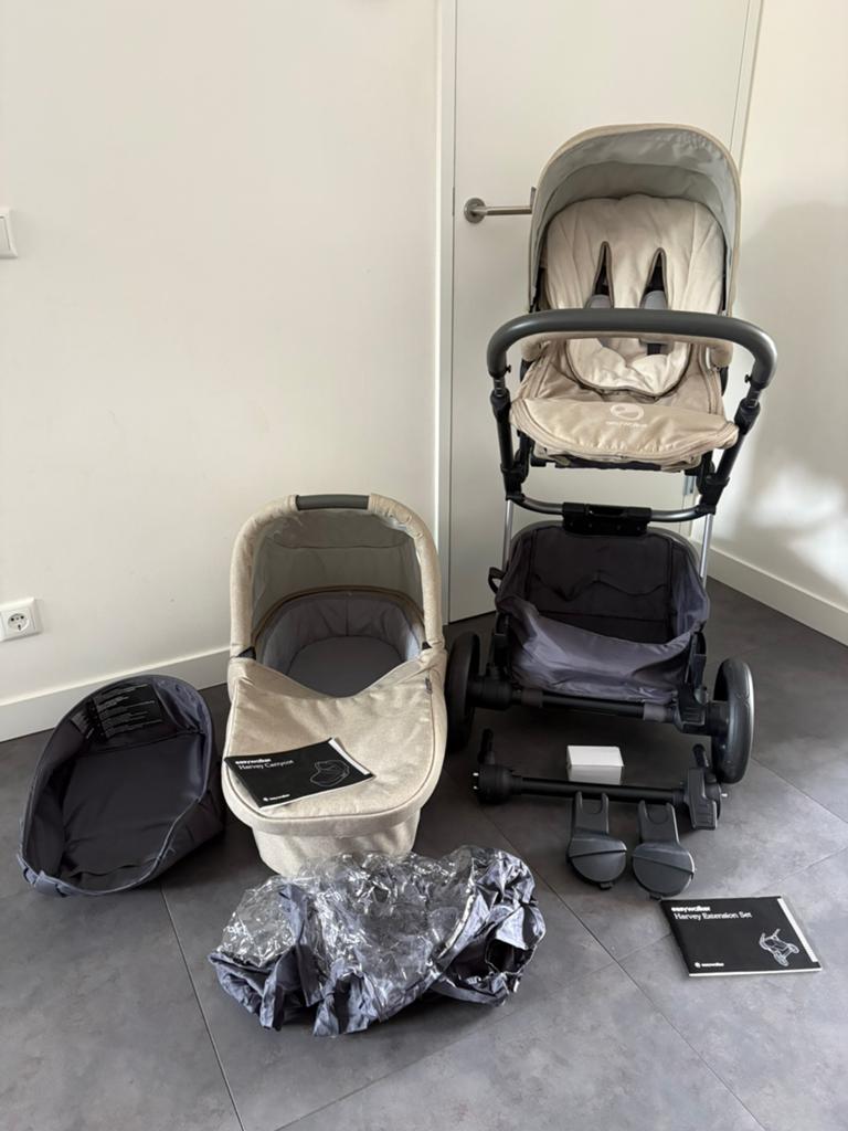 Complete Easywalker Harvey kinderwagen set + extension set, Ophalen, Zo goed als nieuw, Overige merken, Verstelbare duwstang