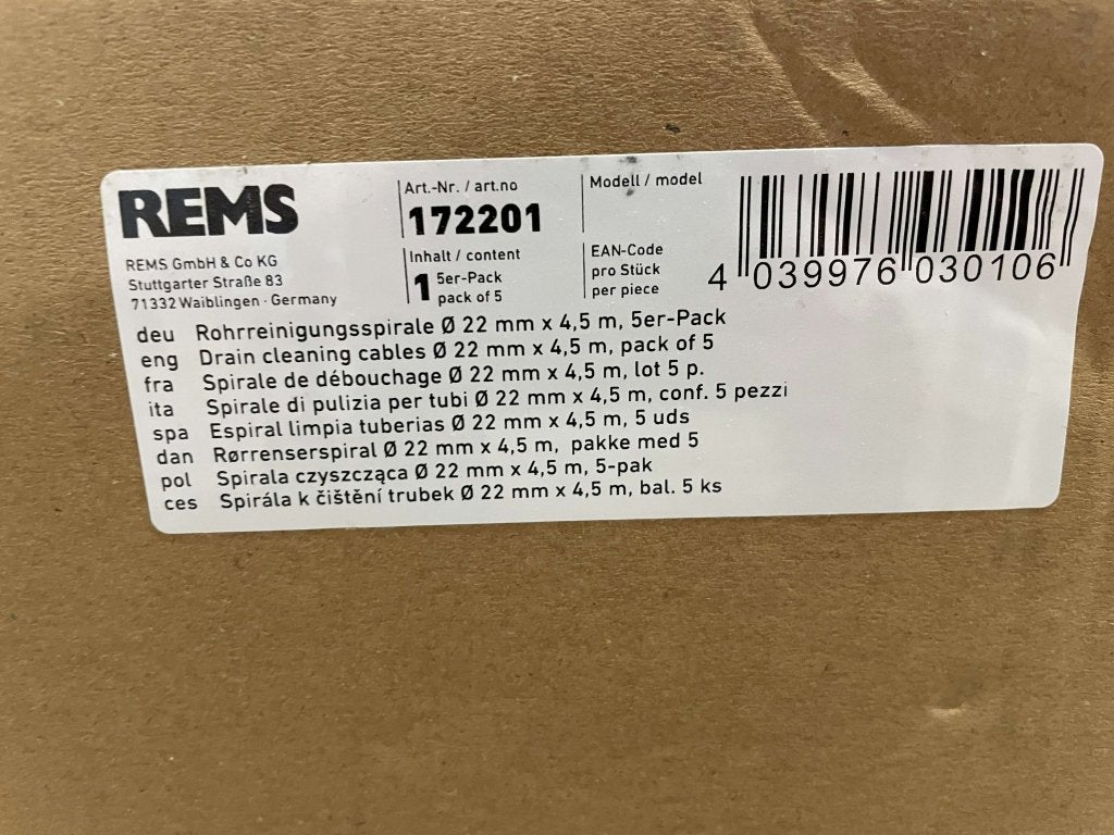 Afvoerreiniging RR-spiralen voor cobra 16 22 set - 22x4,5m, Niet ingevuld, Overige merken, Overige typen, Niet ingevuld