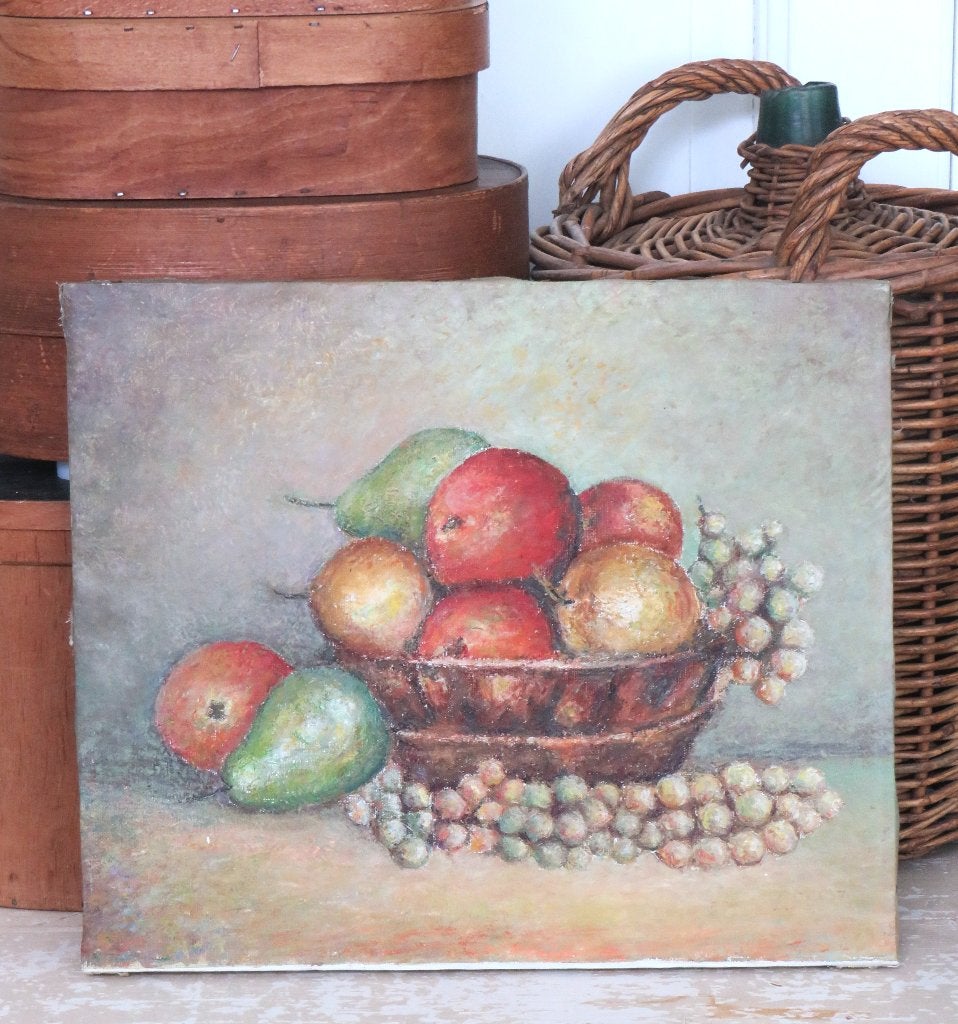 Antiek Frans schilderij “Fruitmand”, Ophalen of Verzenden