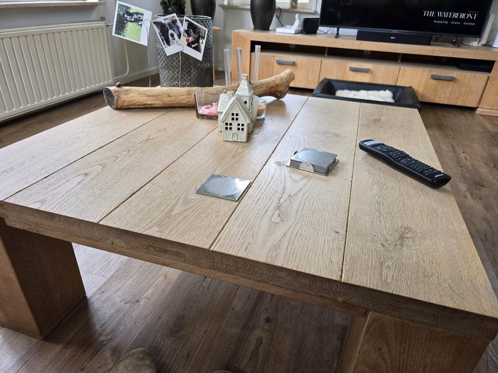 Eiken Salontafel 100x100 cm, Ophalen, Gebruikt, 50 tot 100 cm, 50 tot 100 cm
