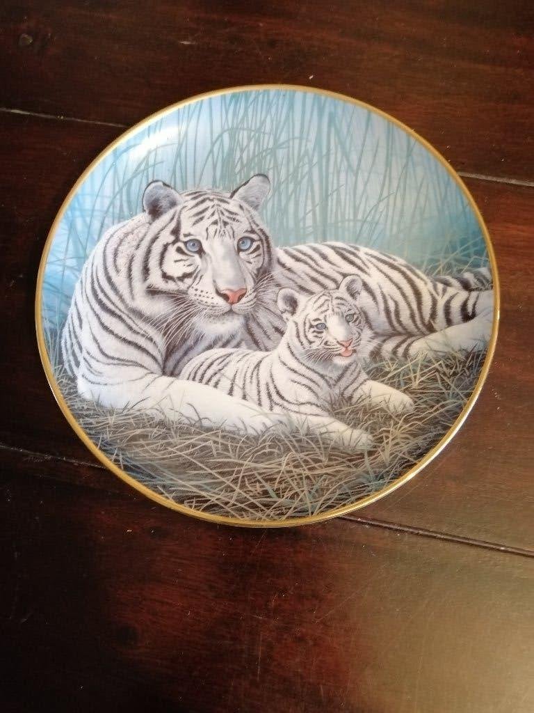 Wandbord Witte tijgers, 21cm, Ophalen of Verzenden
