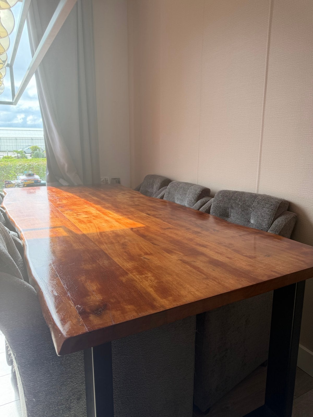 Eettafel met 6 stoelen (opknapbeurt nodig), Gebruikt, 100 tot 150 cm, 200 cm of meer, Ophalen of Verzenden