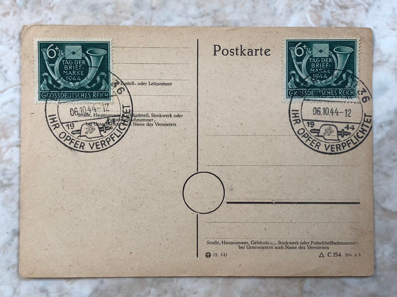 Postkaart, Tag der Briefmarke 1944., Ophalen of Verzenden, Briefkaart