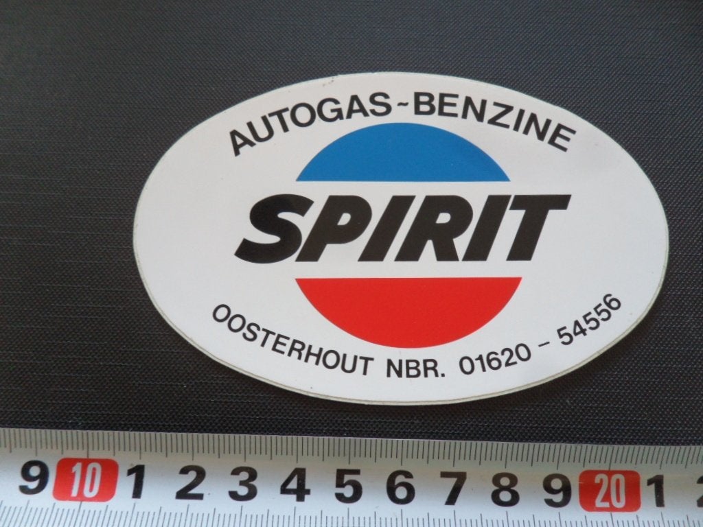 sticker SPIRIT autogas benzine oosterhout nbr, Ophalen, Zo goed als nieuw