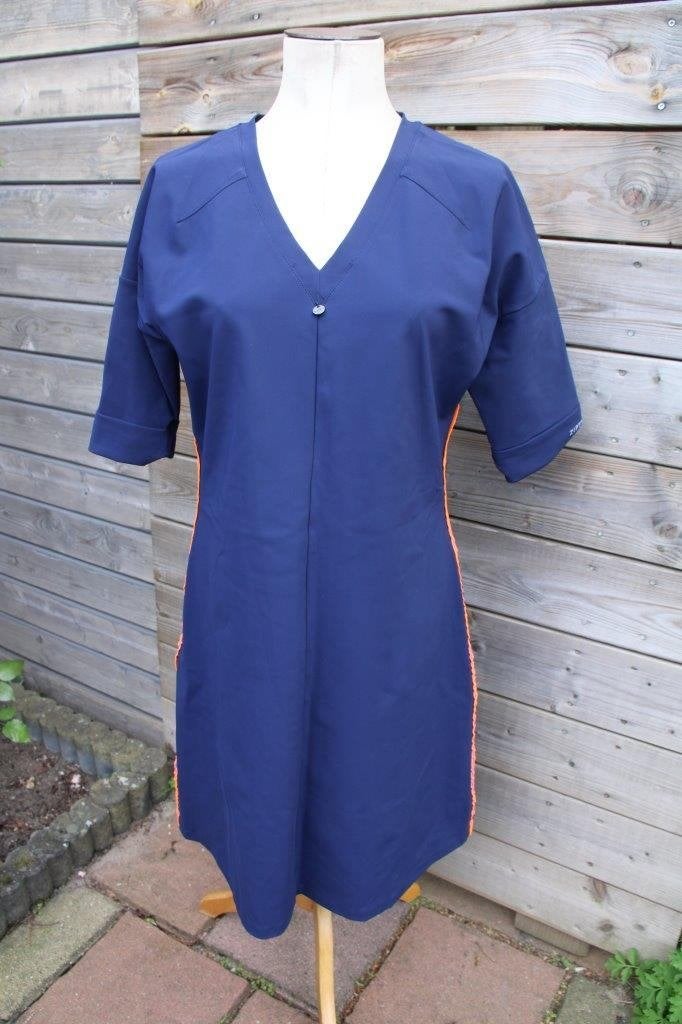 Jurk blauw/ oranje Zip73 mt L Vaste prijs, Kleding | Dames, Blauw, Maat 42/44 (L), Zip73, Ophalen of Verzenden
