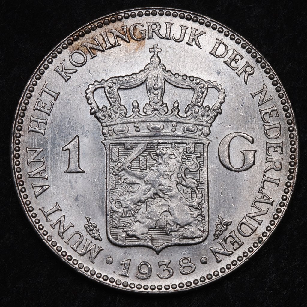 Gulden 1938. Unc. (P), 1 gulden, Zilver, Ophalen of Verzenden, Koningin Wilhelmina