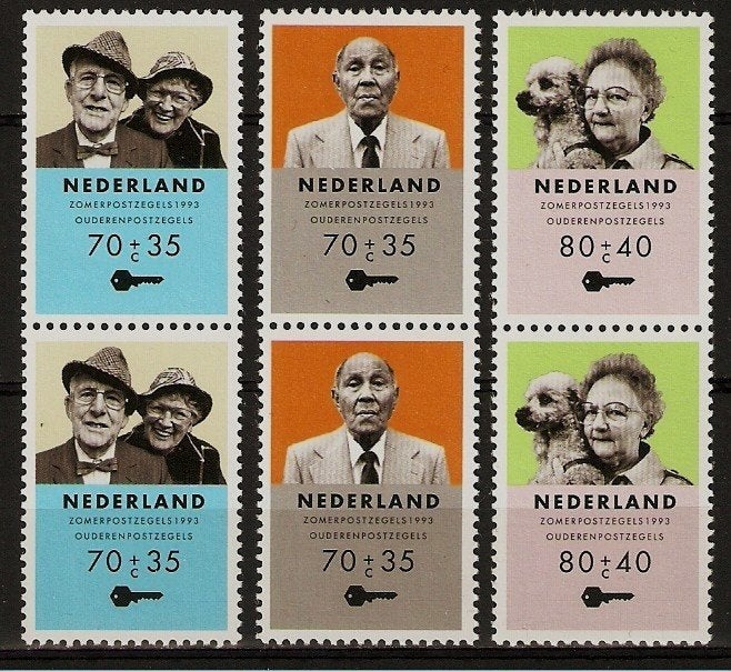 Nederland 1557-1559 paren v zomerzegels, ouderenzegels., Verzenden, Postfris