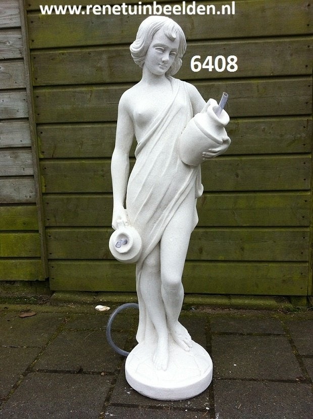 Vrouw met twee kruiken.  nr 6408, Ophalen, Nieuw, Beton, Mensenbeeld