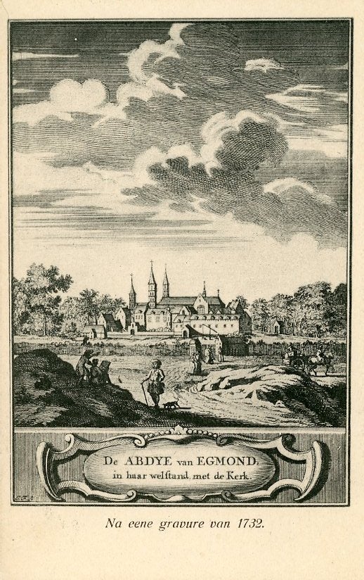 EGMOND – Kaart van gravure Abdij van Egmond uit 1732 (DR020), Verzenden, Ongelopen, Noord-Holland