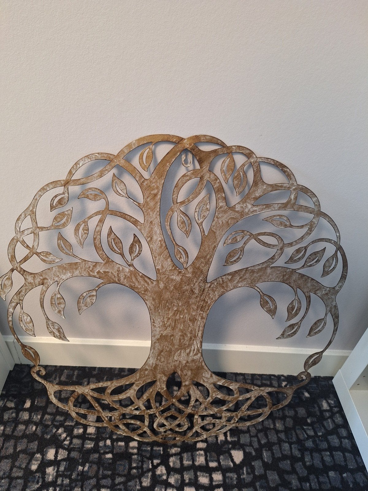 Metalen levensboom wanddecoratie, Ophalen, Vintage, Gebruikt, Metaal