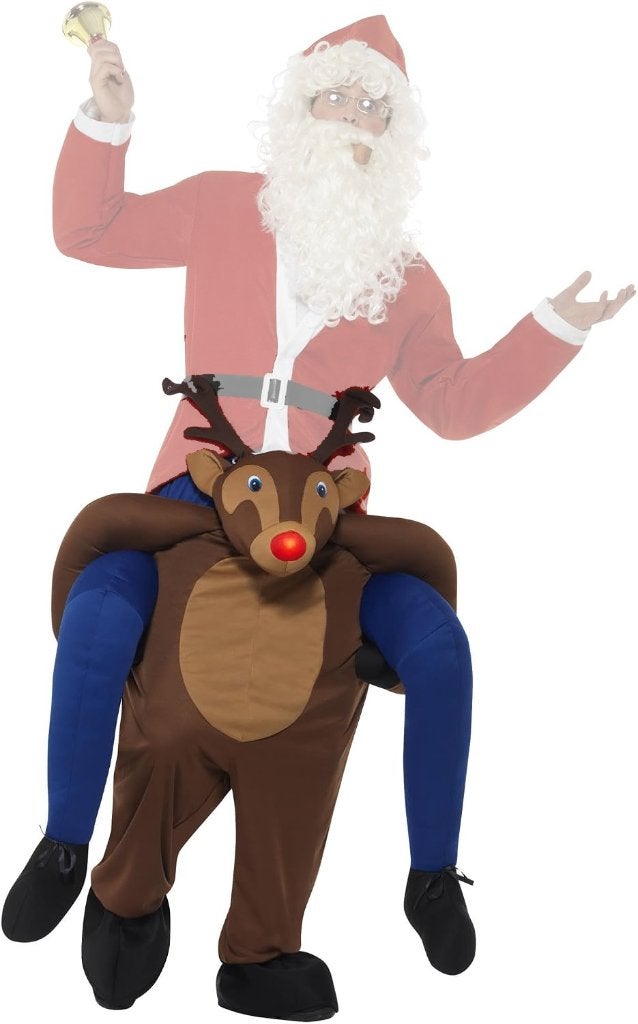 Kerstman op Rendier Kostuum - Grappige Kerst Outfit, Onbekend, Kerstmis of Sinterklaas, Overige maten, Ophalen of Verzenden