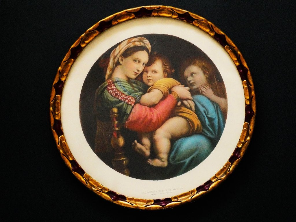 Icoon Madonna met de stoel n. Rafaël  antieke ronde lijst, Antiek en Kunst, Ophalen of Verzenden