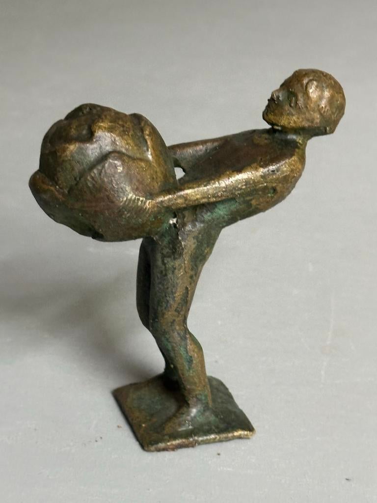 Bronzen Boeskoolmenneke - Origineel Jan Kip - Oldenzaal, Antiek en Kunst, Minder dan 20 cm, Ophalen of Verzenden, Beeld, Bruin