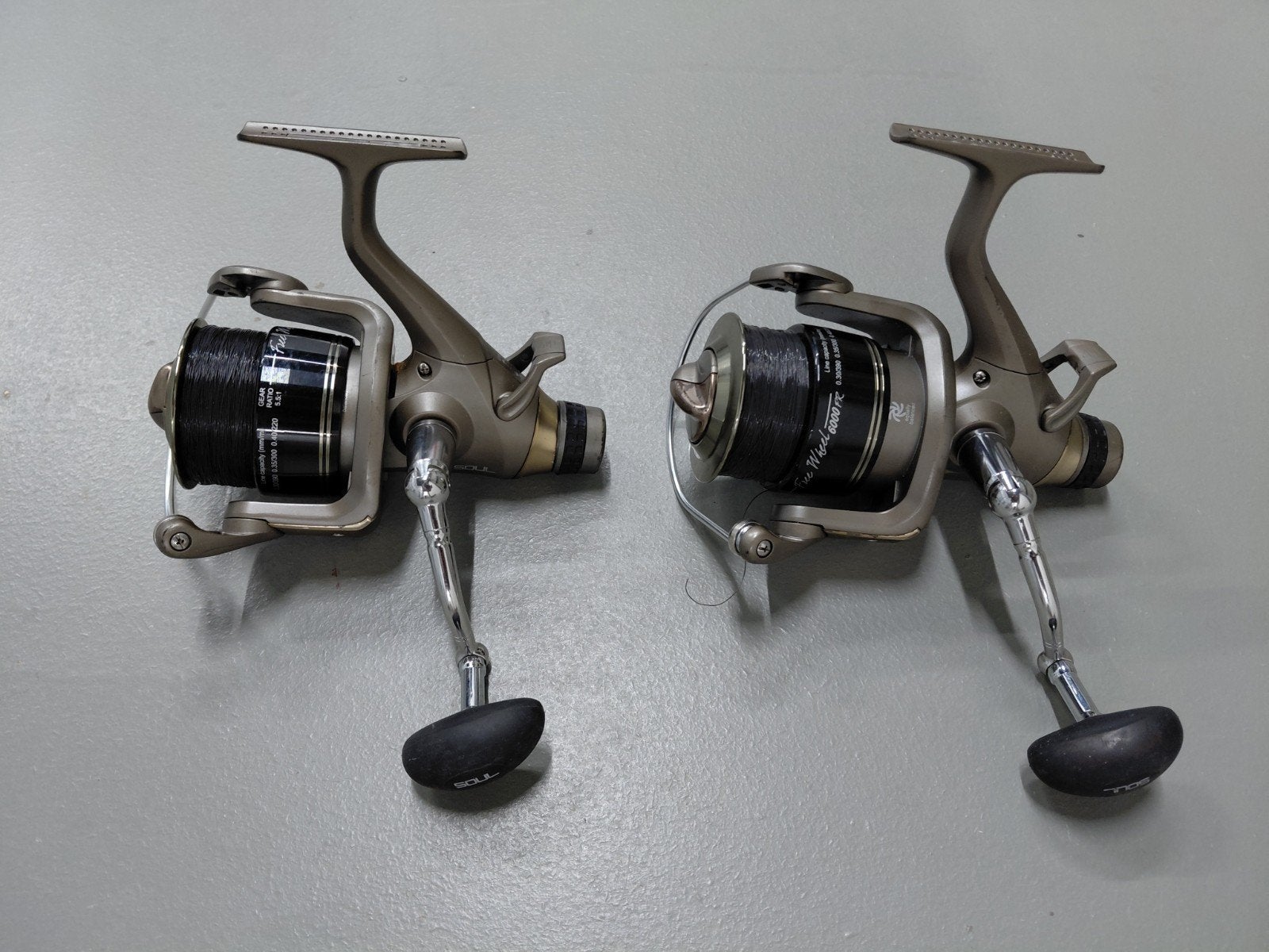 2 Soul 6000FR baitrunner molens  8bb Gr.5.5:1 MAAR ZIE TEKST, Ophalen of Verzenden, Gebruikt, Molen