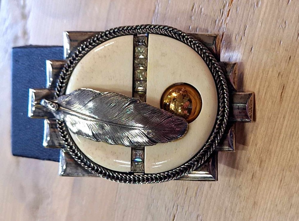 Pracht Ermani Bulatti Art Nouveau metalen Revival broche😍, Overige materialen, Gebruikt, ., Ophalen of Verzenden