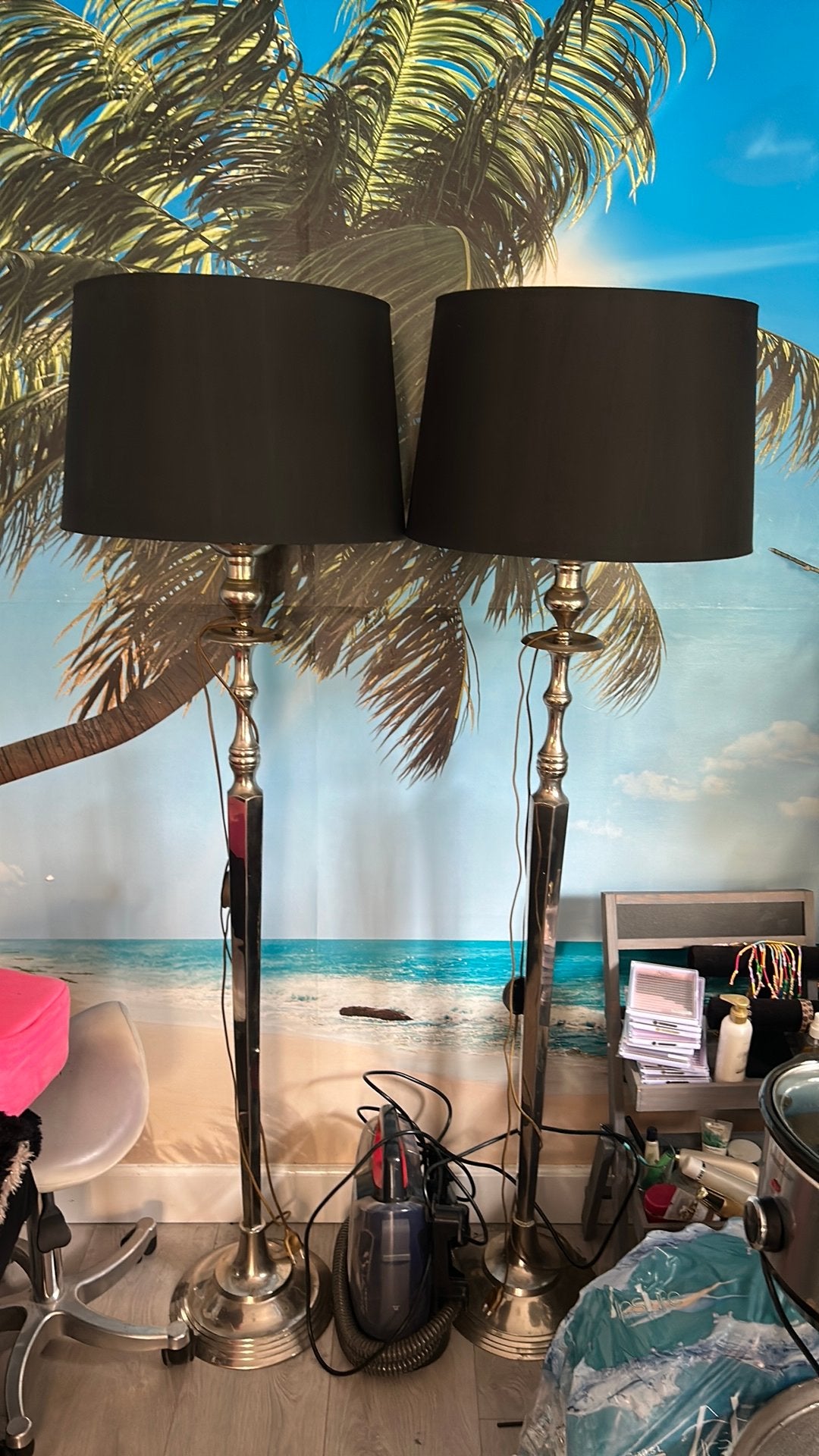 2 zwart zilvereb vloerlampen, Ophalen, 150 tot 200 cm
