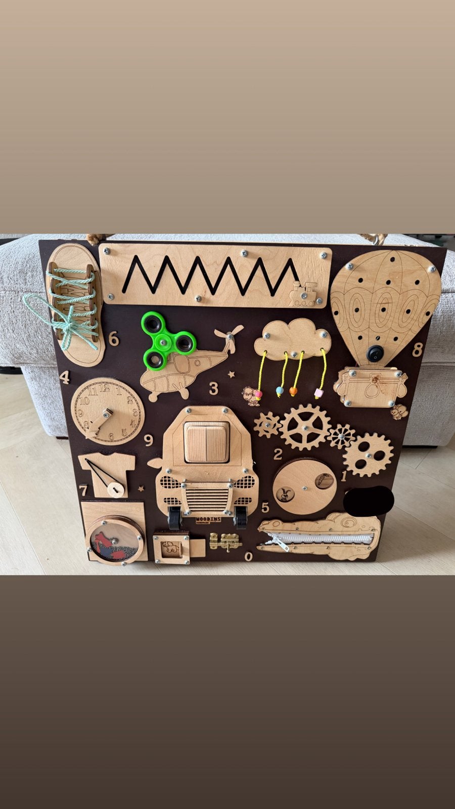 Houten Montessori Busy Board - Educatief Speelgoed, Ophalen of Verzenden, Nieuw, Knutselen, Met licht