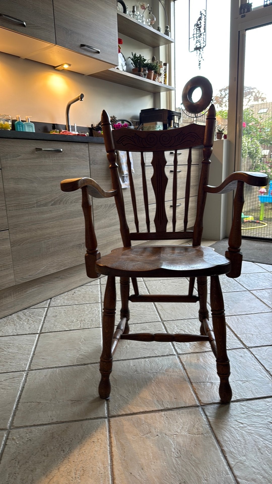 Vintage eikenhouten stoel, Antiek en Kunst, Ophalen of Verzenden