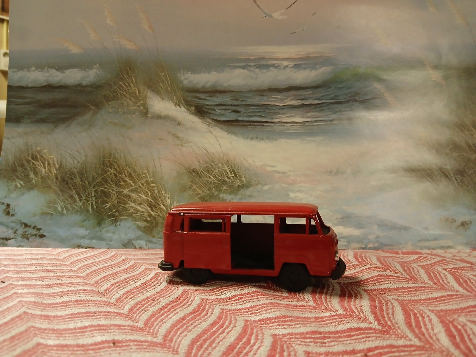 Vintage Gama Mini VW T2 Bus (1:42) – Rood – W. Ger, Ophalen of Verzenden