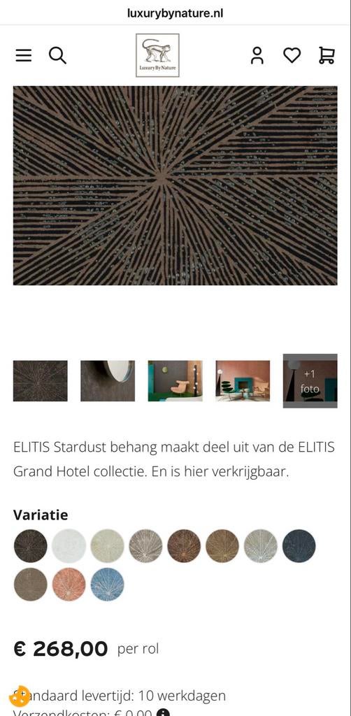 Elites Stardust behang Grand Hotel collectie, Ophalen of Verzenden, 10 tot 25 m², Zwart