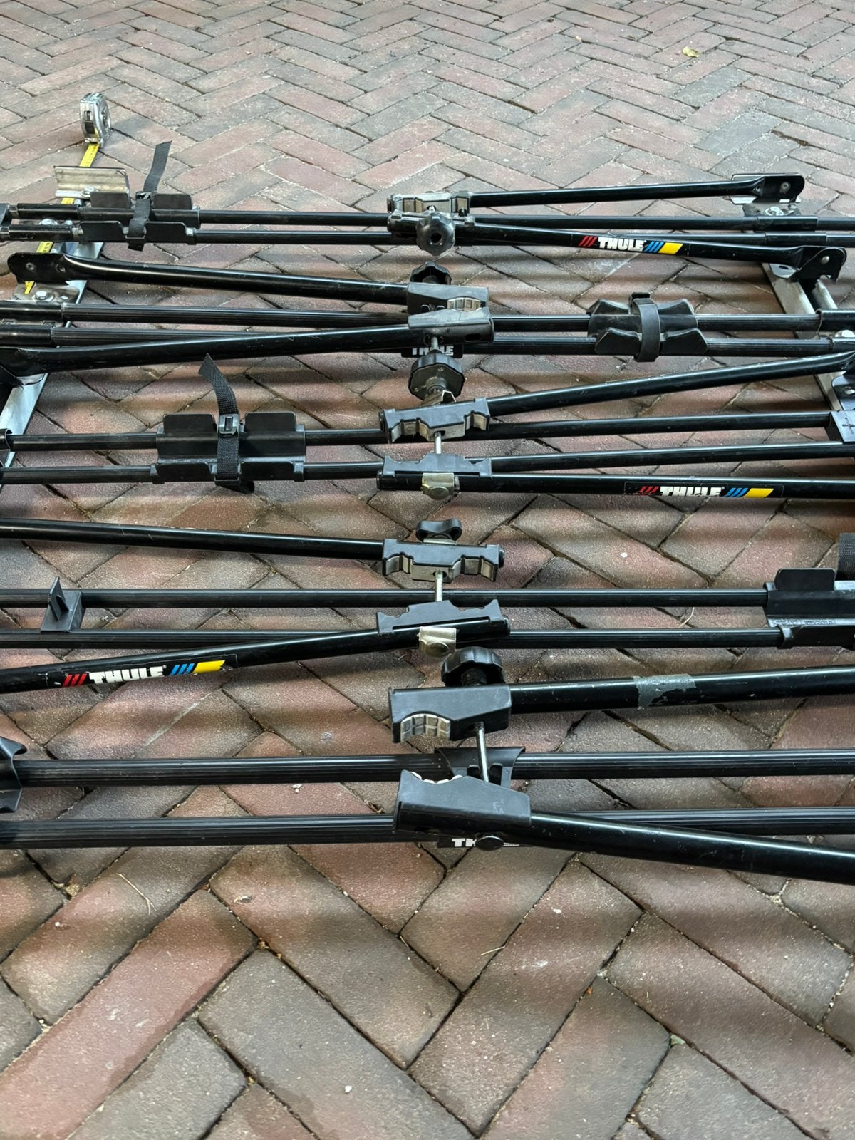 Fietsendrager Thule 5 x dakdragers verstelbaar (vouwwagen), Caravans en Kamperen, Ophalen, Gebruikt