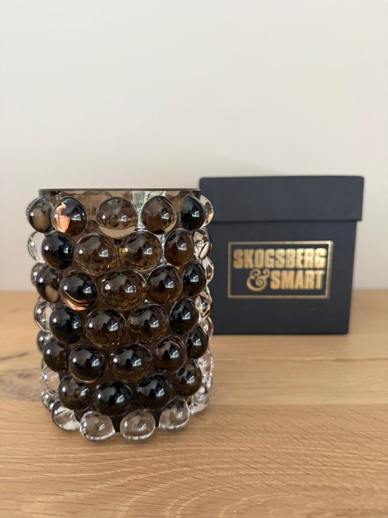 Skogsberg & Smart windlicht klein toabacco, Ophalen, Zo goed als nieuw, Bruin, Glas