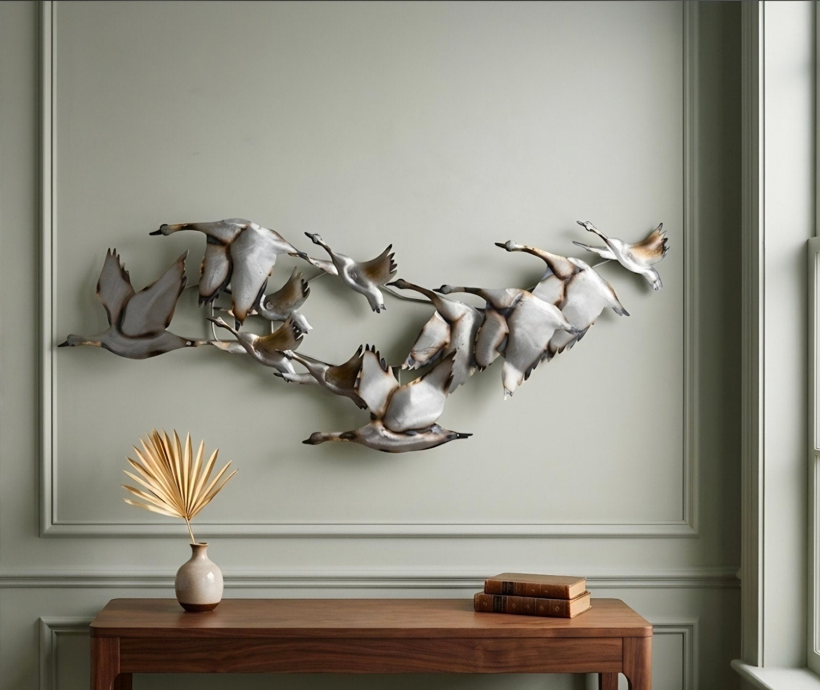 Metalen wanddecoratie vogels 105x45 cm – wandkunst, Metaal, 45 cm, Schilderij, Nieuw