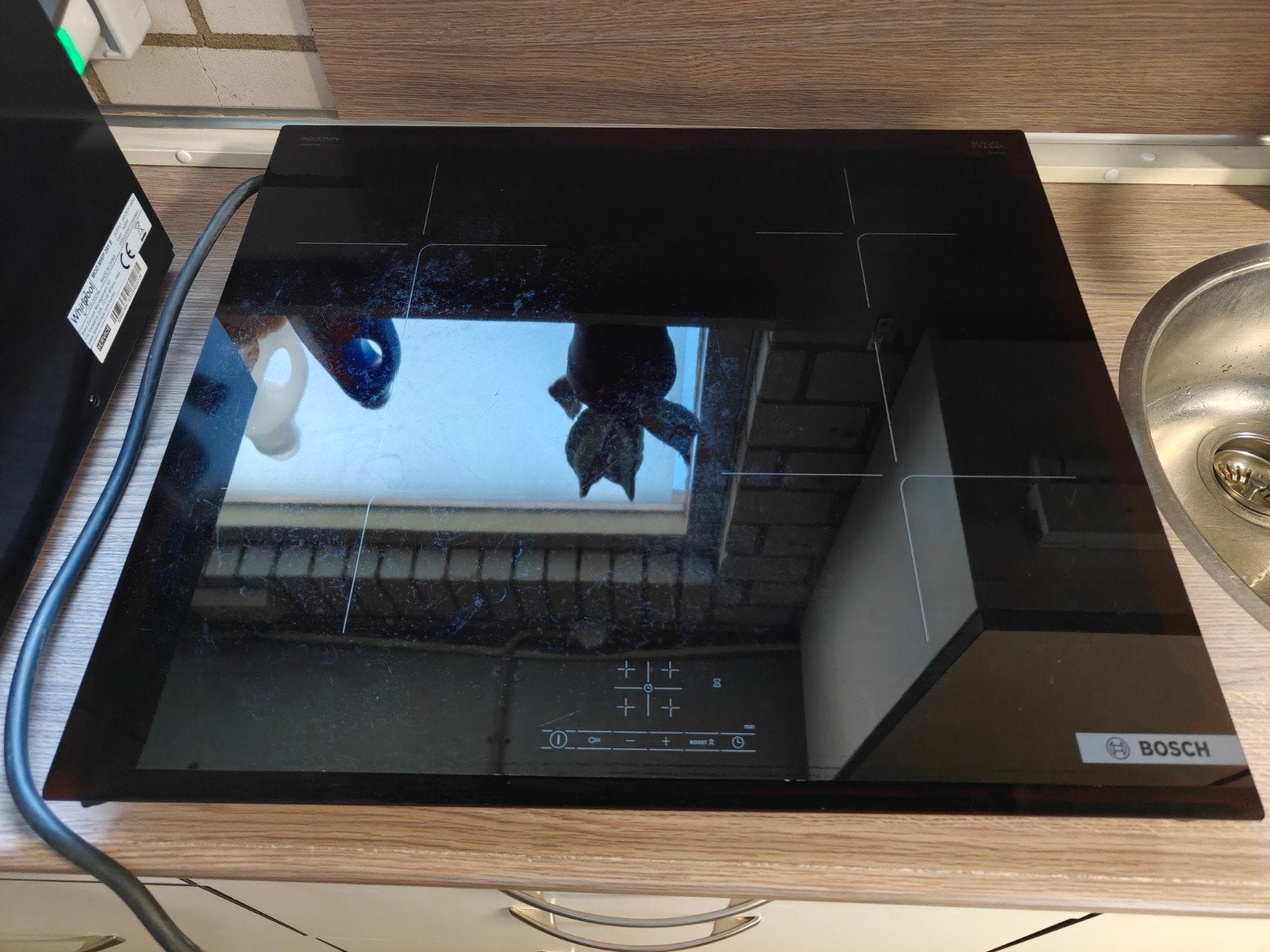 Bosch Inductie Kookplaat 4 Pitten met stekker, Ophalen, 4 kookzones, Zo goed als nieuw, Inbouw