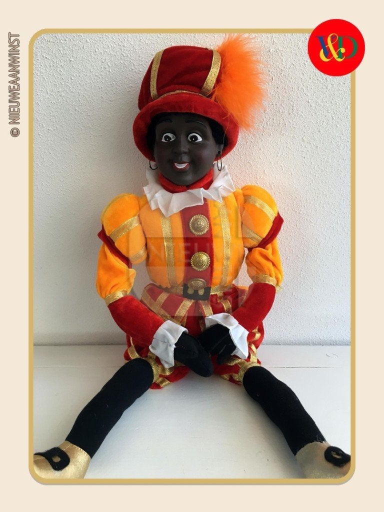 Nostalgische V&D etalage Piet pop - 60cm, oranje/rood, Diversen, Verzenden, Zo goed als nieuw