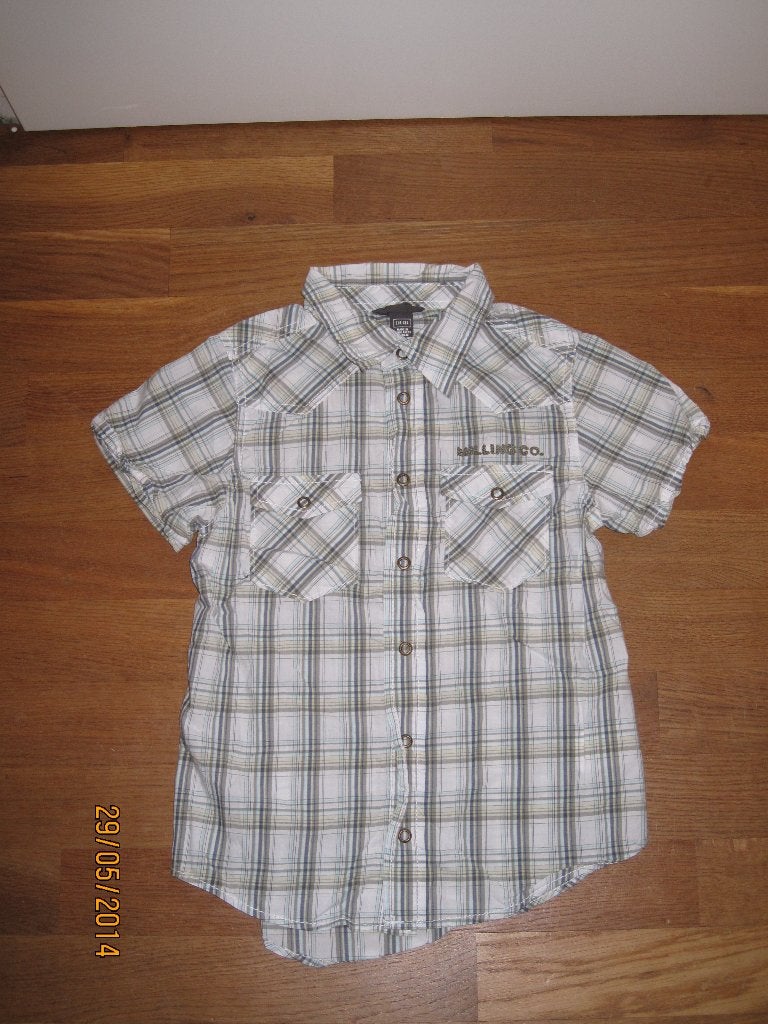 H&M geruit overhemd met korte mouw maat 134, Gebruikt, H&M, Overhemd of Blouse, Ophalen of Verzenden