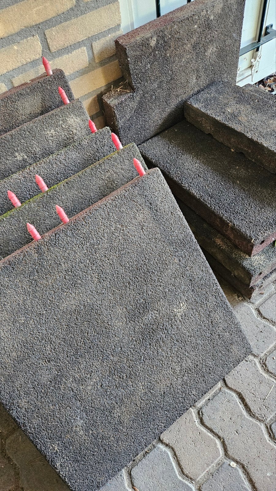 Rubberen tegels 2,5m2 50x50x6,5cm, Ophalen, Rubber, Terrastegels