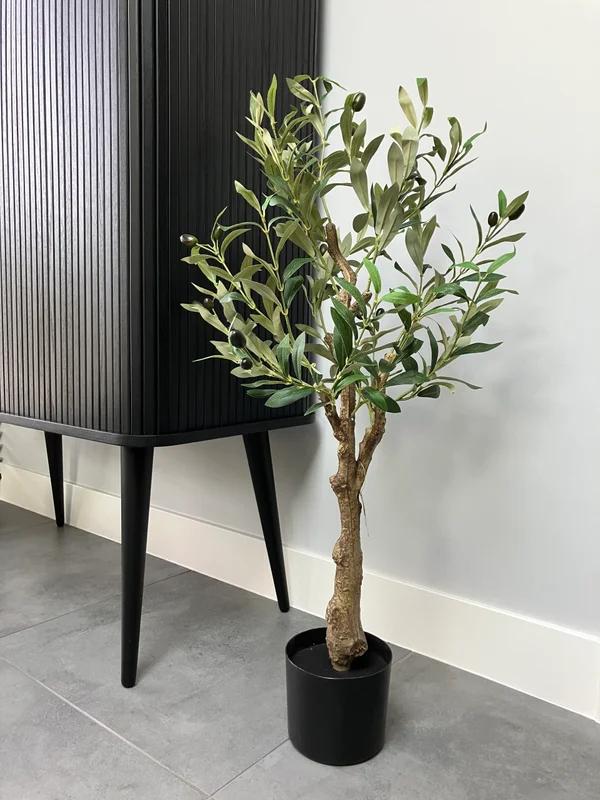 Kunst olijfboom op stam 90cm NIEUW!, Binnen, Info@flowersbymirjam.nl, Groen, Kunstplant