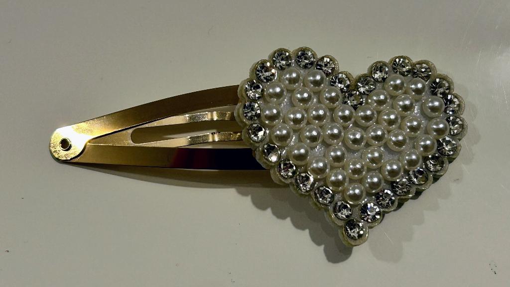 Hartvormige haarspeld met parels & strass, Ophalen of Verzenden, Nieuw, Haarspeld