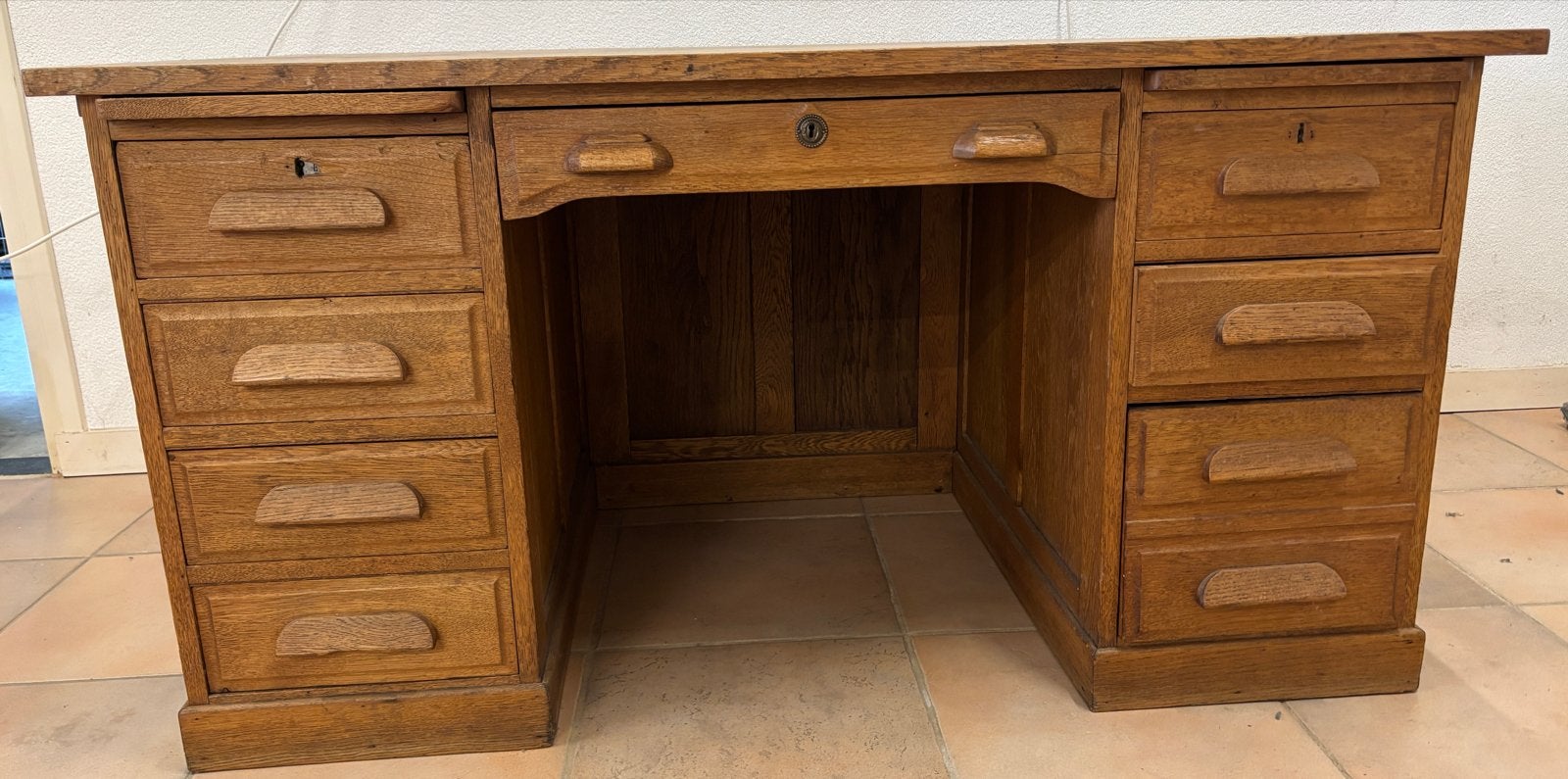 Antiek Eiken Bureau met Lades - Robuust en Functioneel, Ophalen