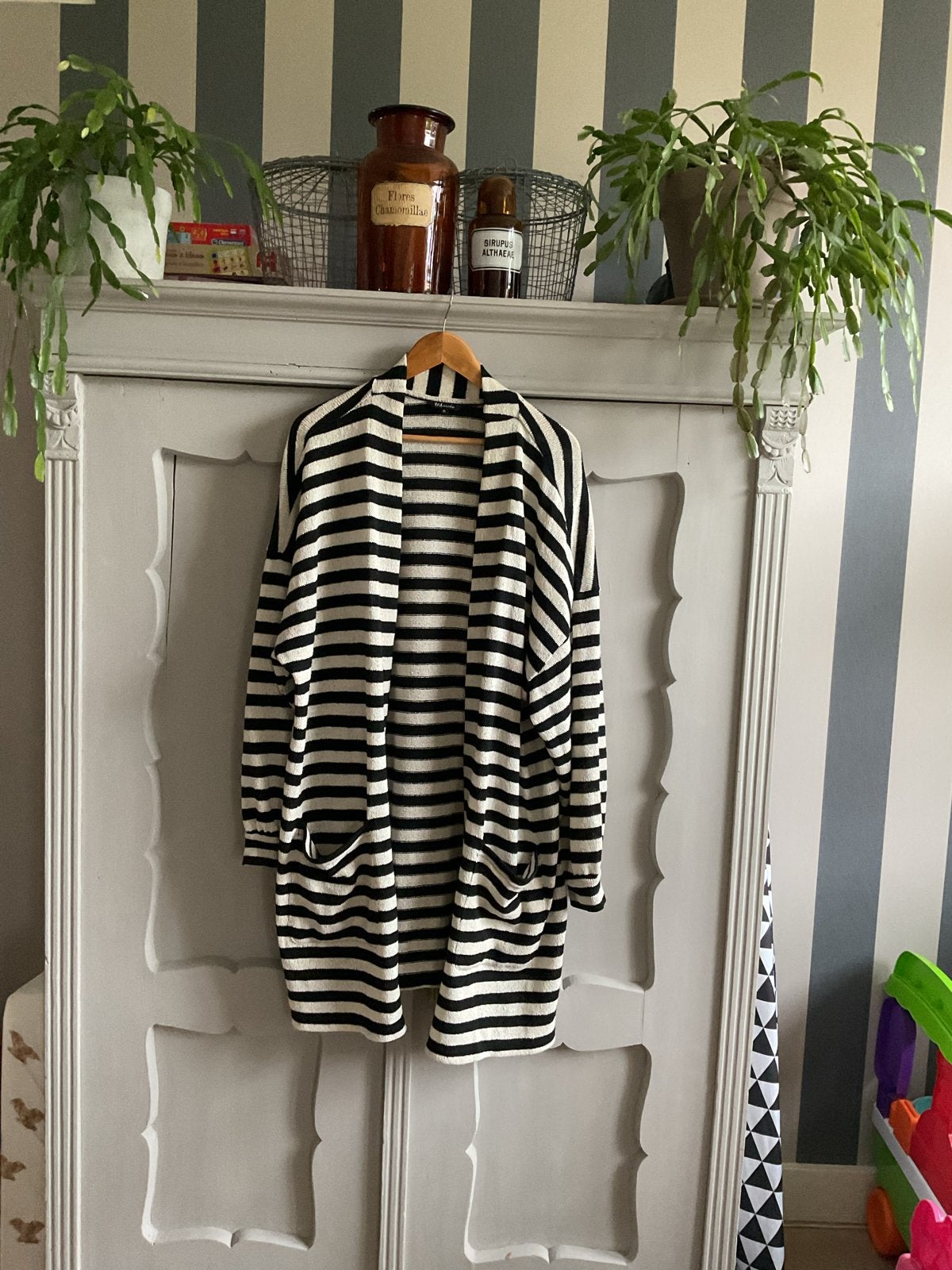 MS Mode gestreept vest XL - Zwart/wit, Ophalen of Verzenden, Gedragen, Maat 46/48 (XL) of groter, Zwart