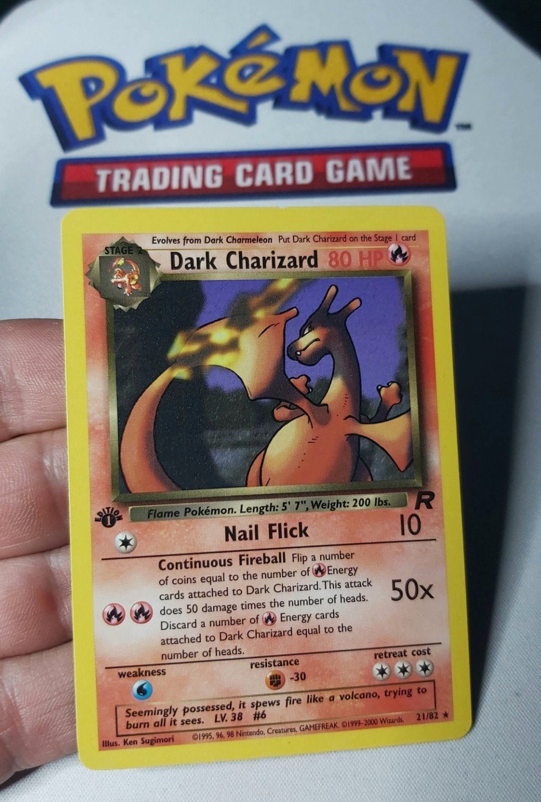 1st Edition Dark Charizard non Holo, Rocket Set 2000, Ophalen of Verzenden, Zo goed als nieuw, Losse kaart