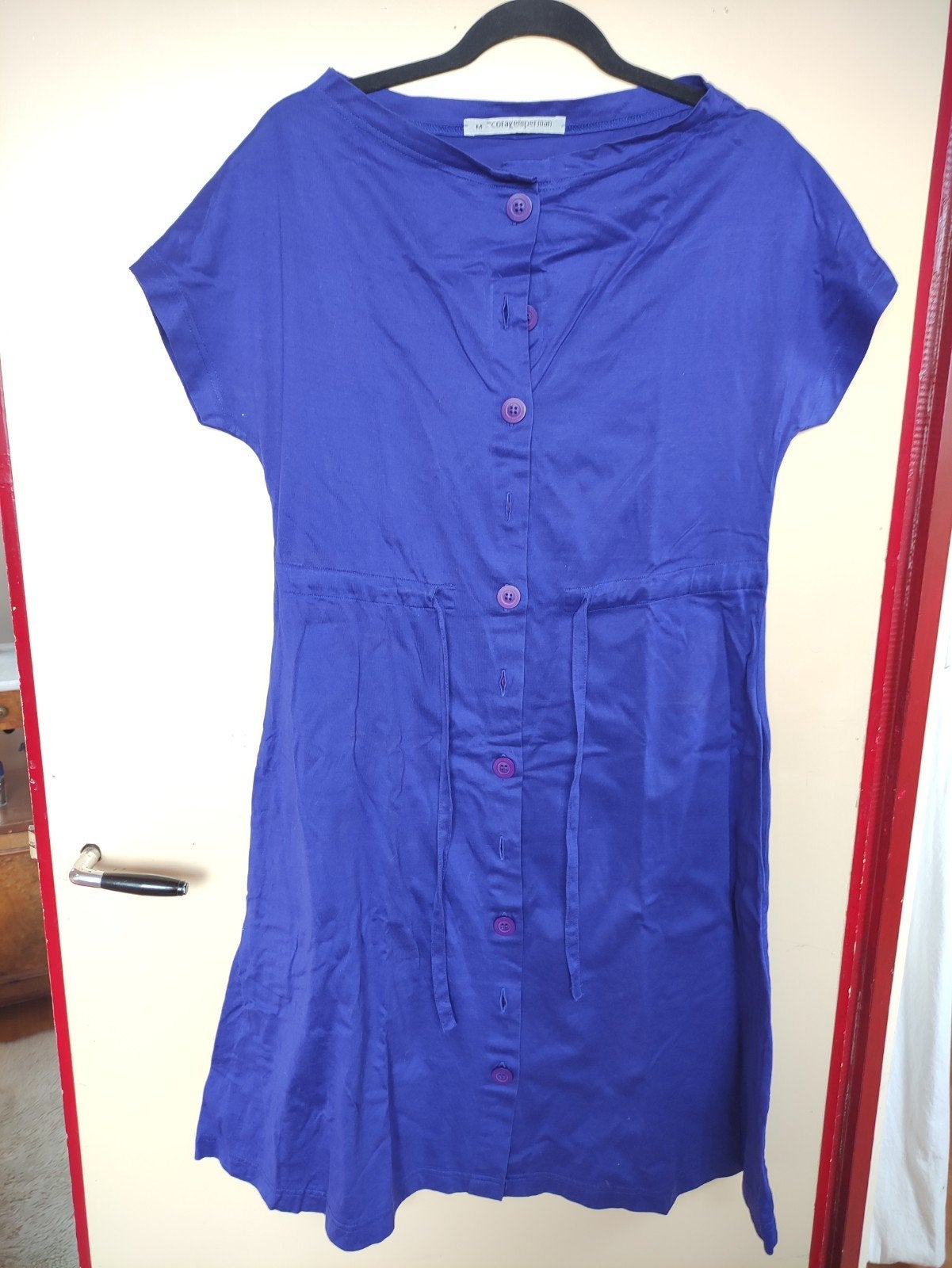 Cora Kemperman doorknoop jurk, Maat 38/40 (M), Blauw, Ophalen of Verzenden, Boven de knie
