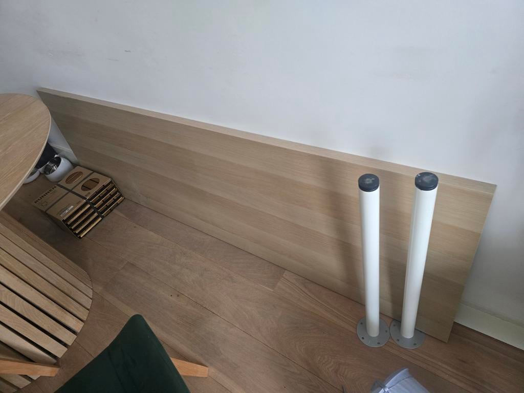 Ikea tafelblad 60x200cm met 2 poten, Gebruikt, 50 tot 100 cm, 150 tot 200 cm, Rechthoekig
