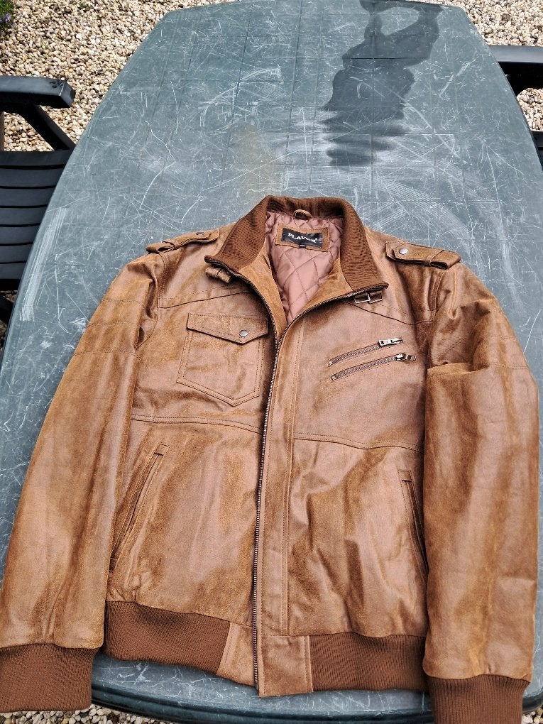 Bruine leren heren jack 2XL, Bruin, Maat 56/58 (XL), Zo goed als nieuw, Flavor