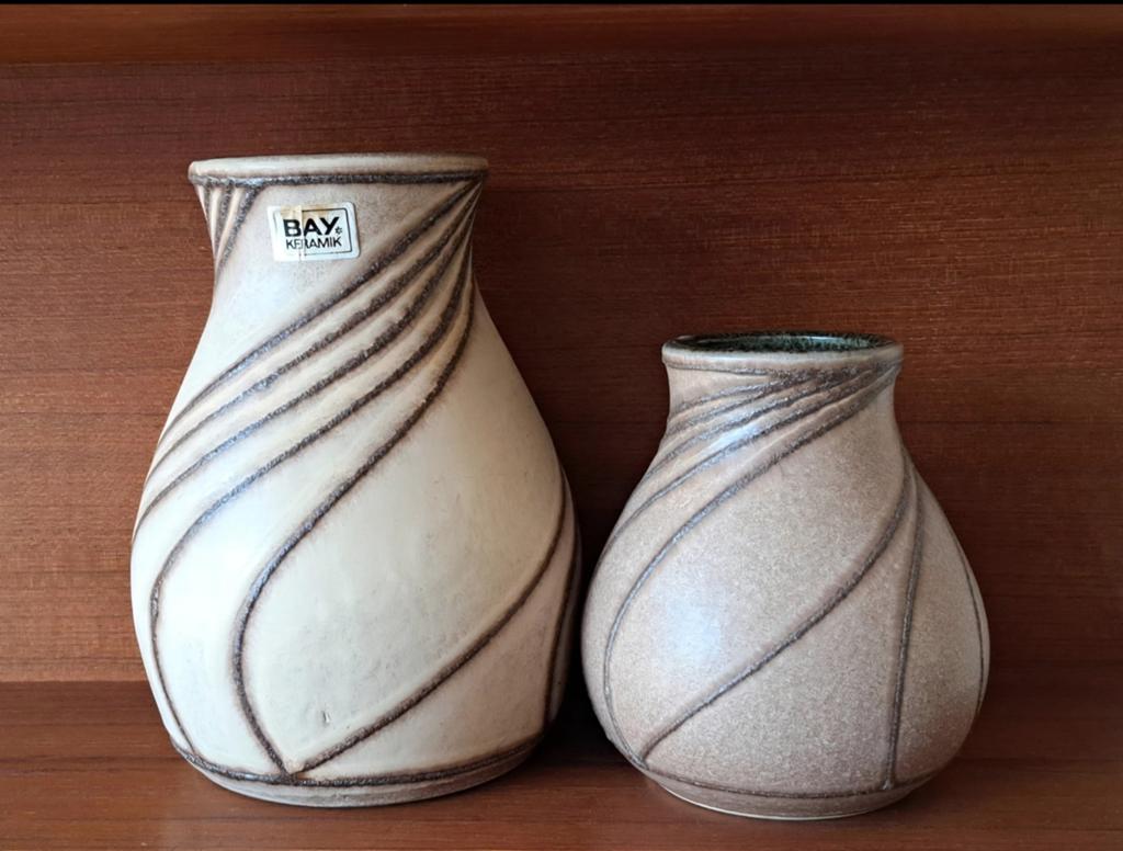 Set van 2 vintage Bay Keramik vazen - West Germany, Antiek en Kunst, Antiek | Vazen, Ophalen of Verzenden