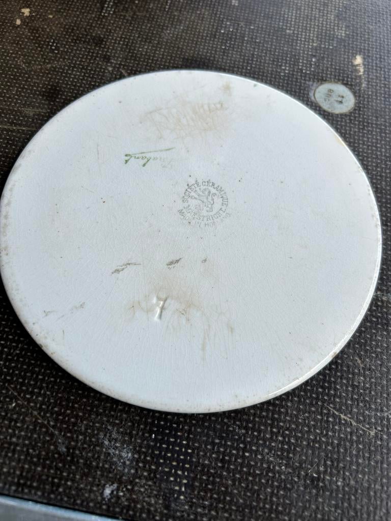 Boerenbont plat rond schaaltje motief brabant, Ophalen of Verzenden