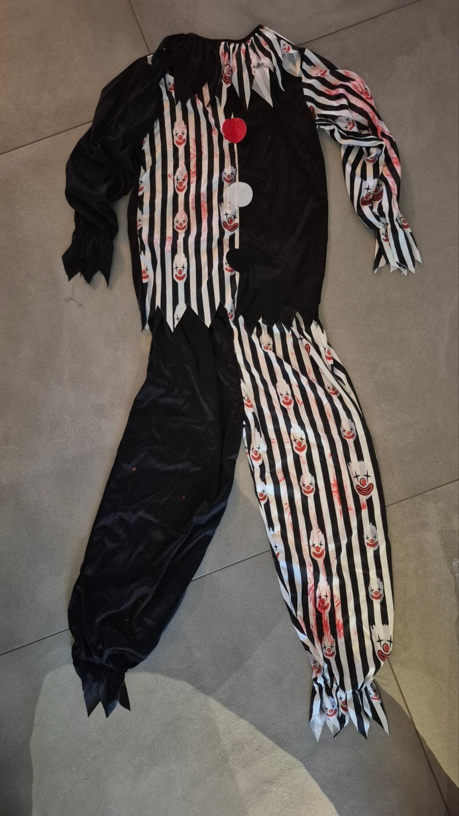 Griezelige Clown Halloween Kostuum - Maat 10-12 jaar, Ophalen, Nieuw, Jongen of Meisje
