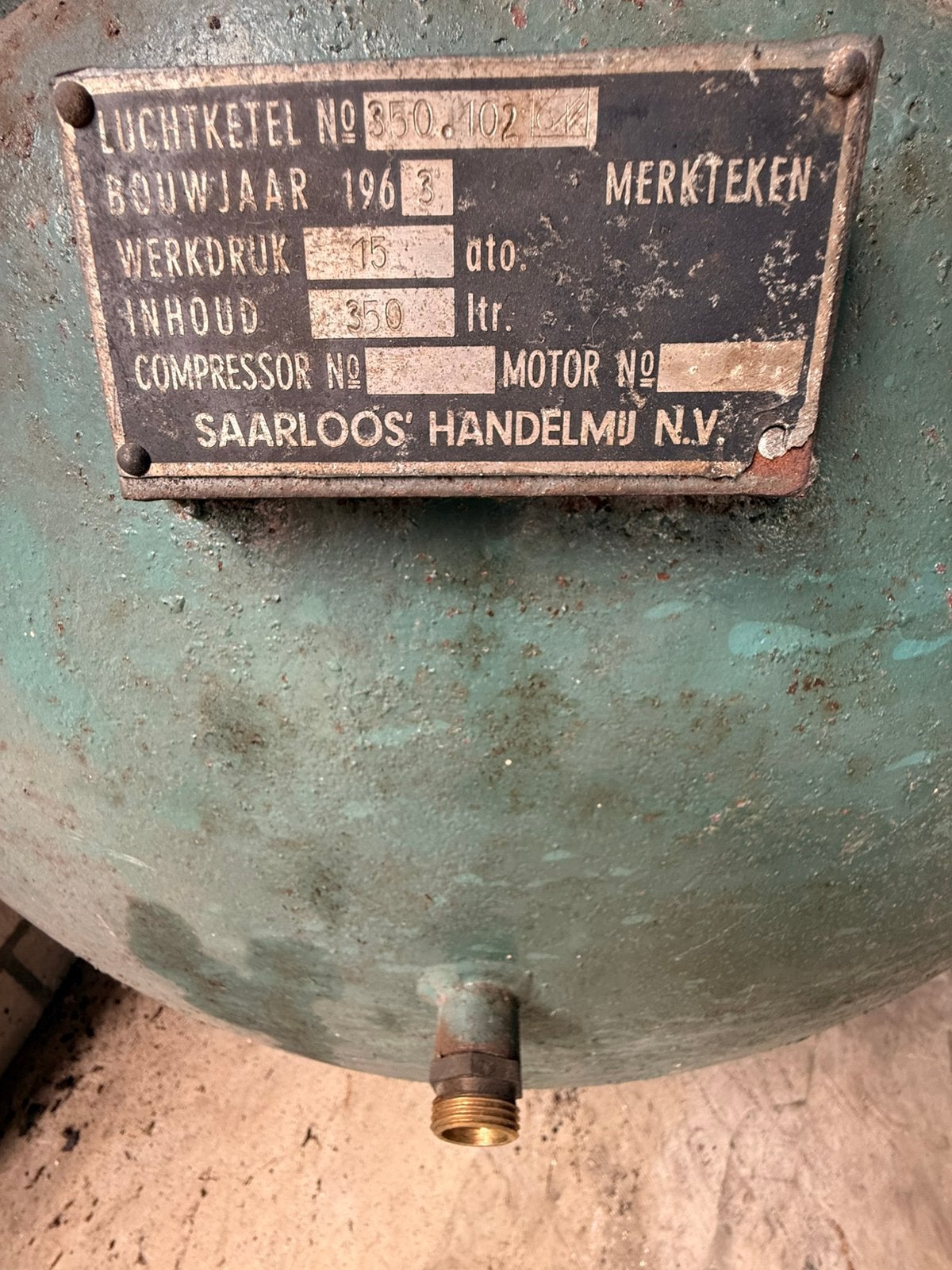 Lucht ketel voor compressor. 350L, 100 liter of meer, Ophalen, Gebruikt, 10 bar of meer