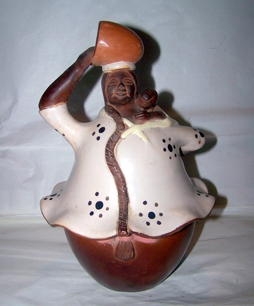 Originele Chulucanas Peru keramische sculptuur. Nwst.H. 26cm, Antiek en Kunst, Handgemaakt, Ophalen of Verzenden, 20 - 50 cm, Steen of Keramiek