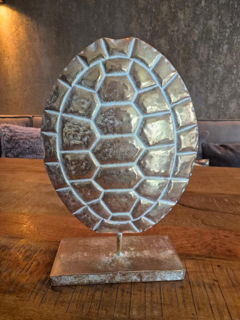 Schildpadornament op sokkel hotel chique stijl, Huis en Inrichting, Woonaccessoires | Overige, Zo goed als nieuw, Metaal, Goud