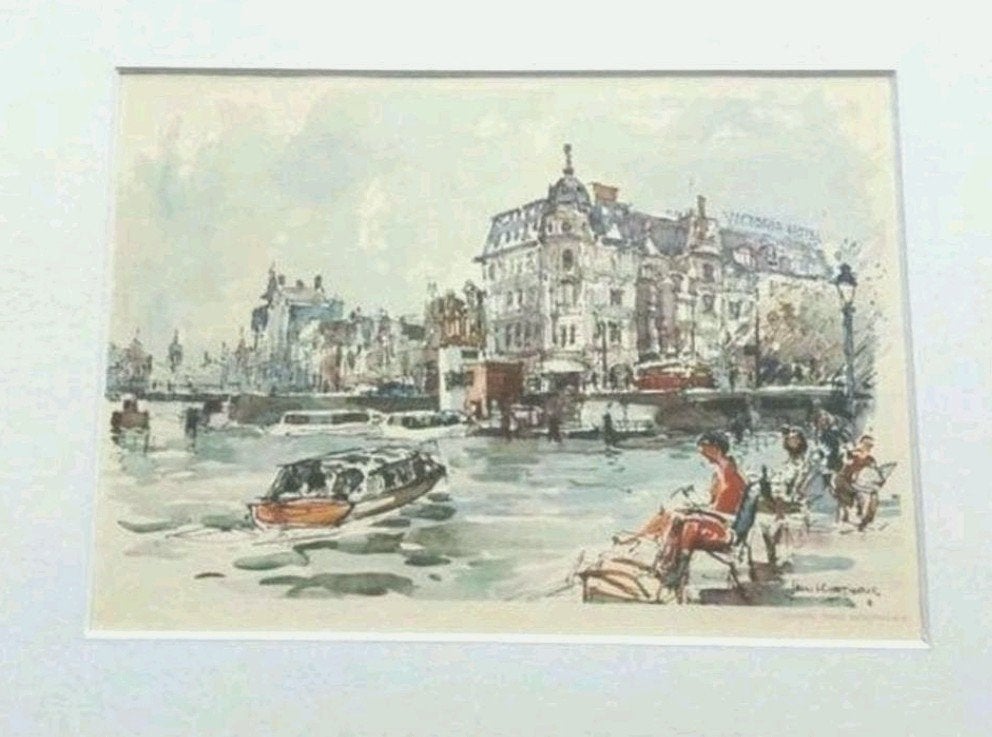 Prins Hendrikkade/ Damrak ... Amsterdam ... Jan Korthals ..., Antiek en Kunst, Kunst | Tekeningen en Foto's, Ophalen of Verzenden