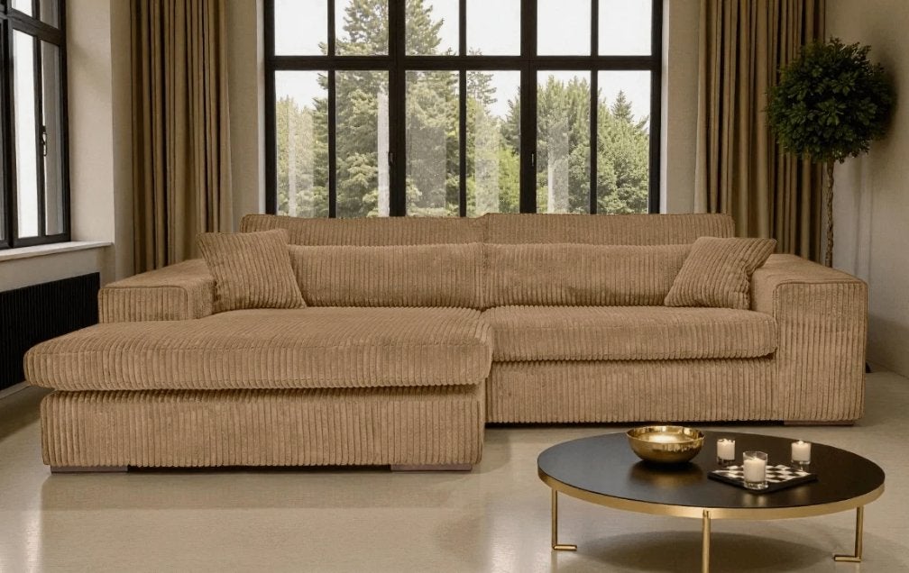 Hulk loungebank 310 cm ribstof Coimbra – nieuw, SALE, Ophalen, 125 tot 150 cm, Lounge, Rechte bank